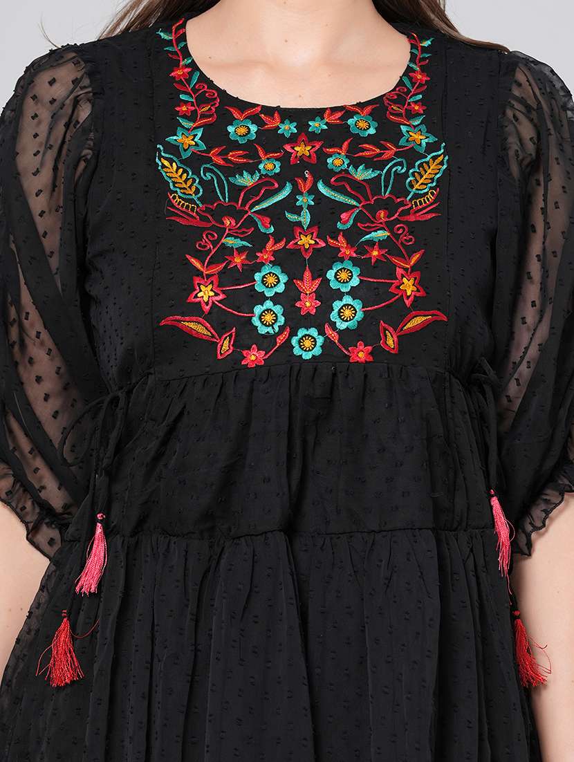 women embroidered puff sleeves tiered dress - 21730857 - Standard Image - 5