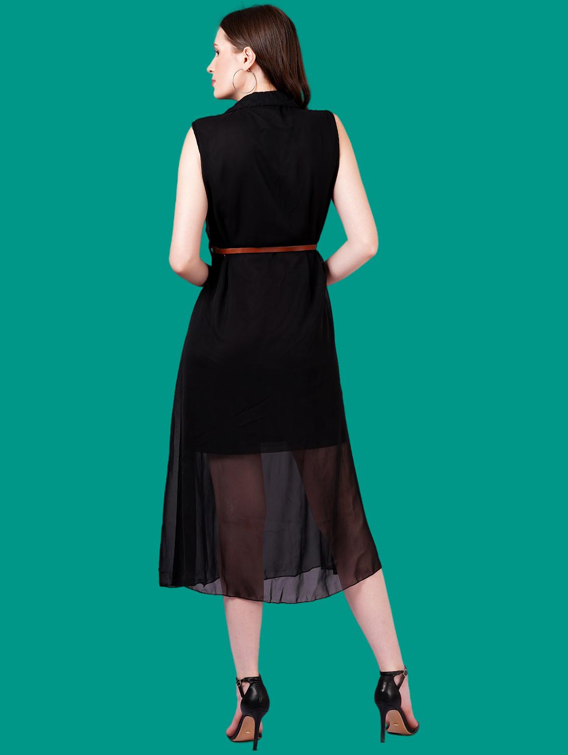 women solid sleeveles a-line dress - 21730892 - Standard Image - 3
