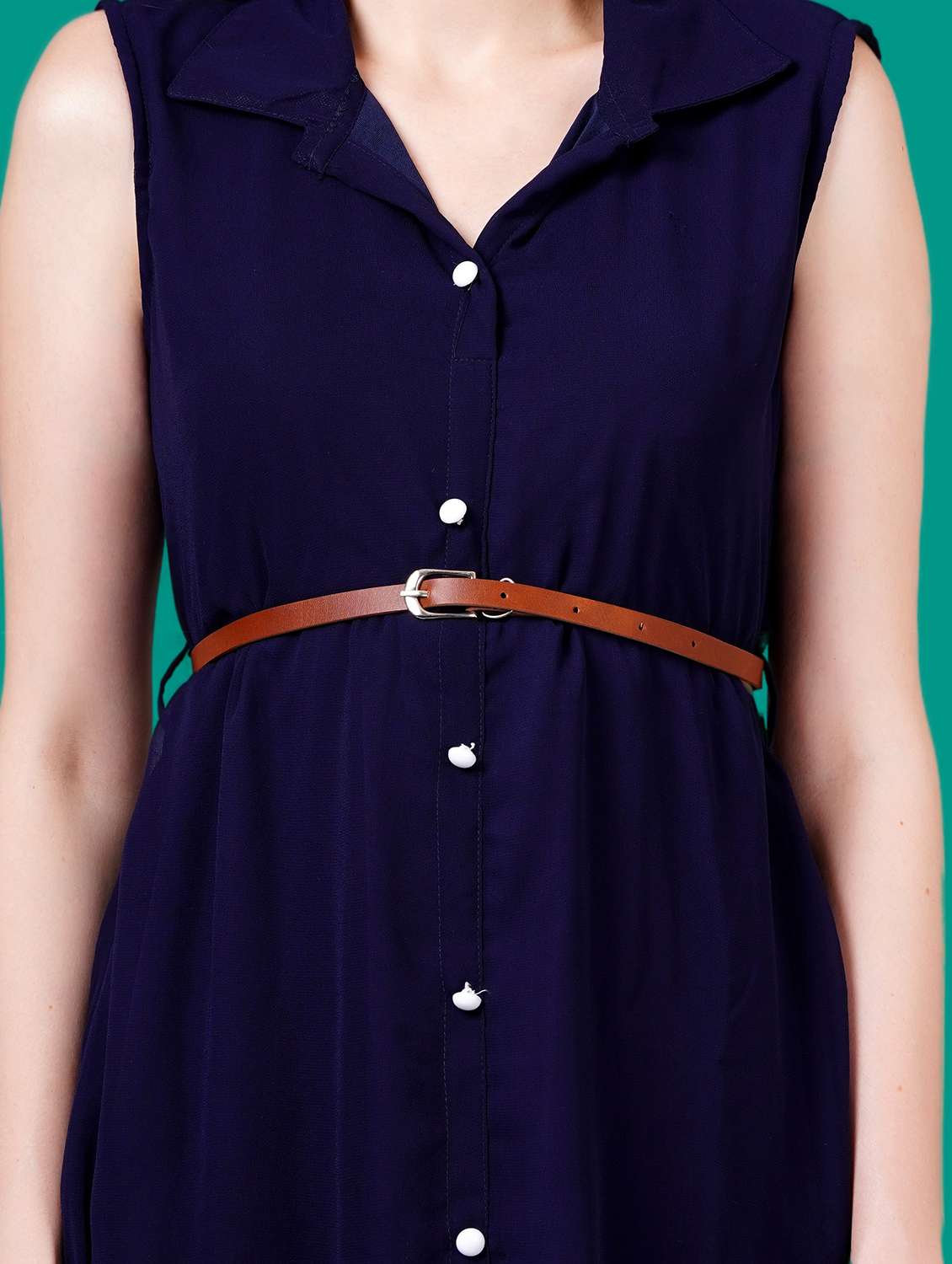 women solid sleeveless a-line dress - 21730893 - Standard Image - 5