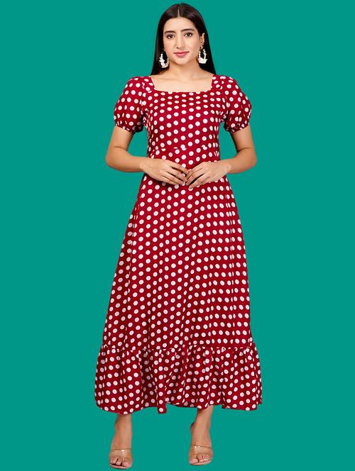 women printed puff sleeves tiered dress - 21730903 -  Standard Image - 0