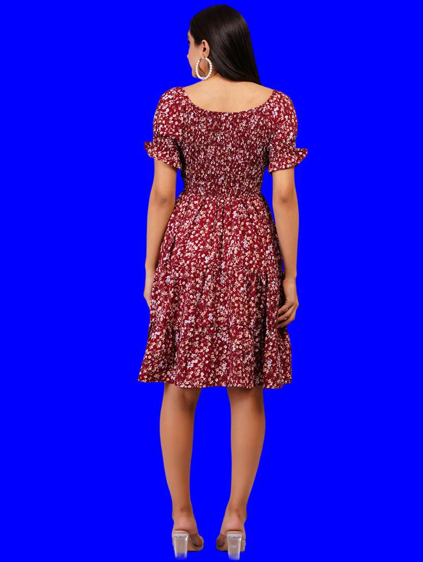 women printed puff sleeves tiered dress - 21730919 -  Standard Image - 3
