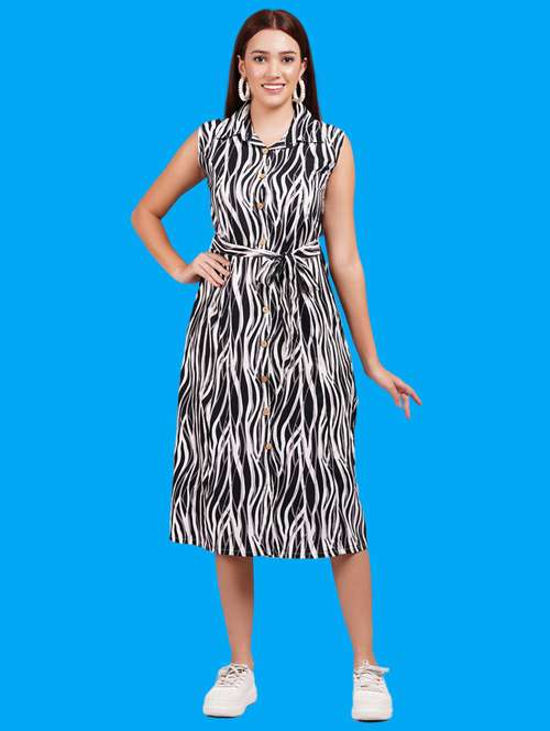 women printed sleeveeless a-line dress - 21730930 -  Standard Image - 0