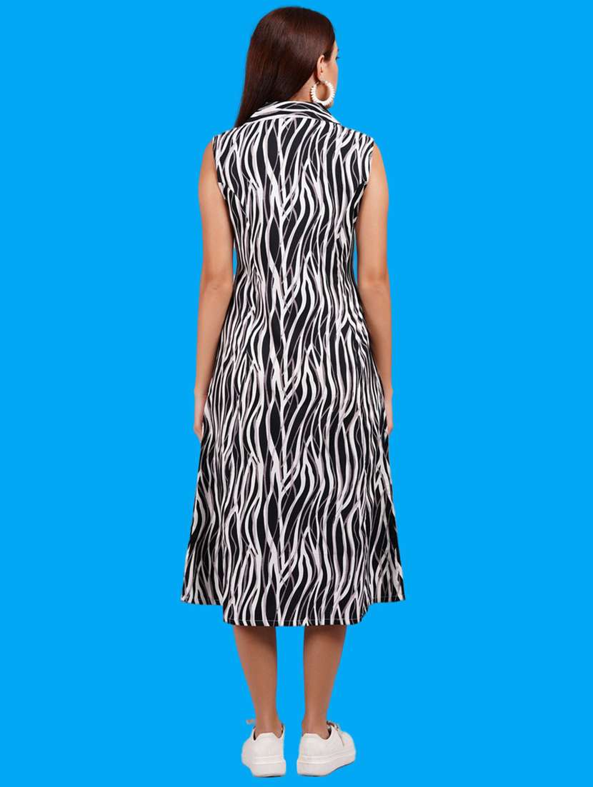 women printed sleeveeless a-line dress - 21730930 -  Standard Image - 3