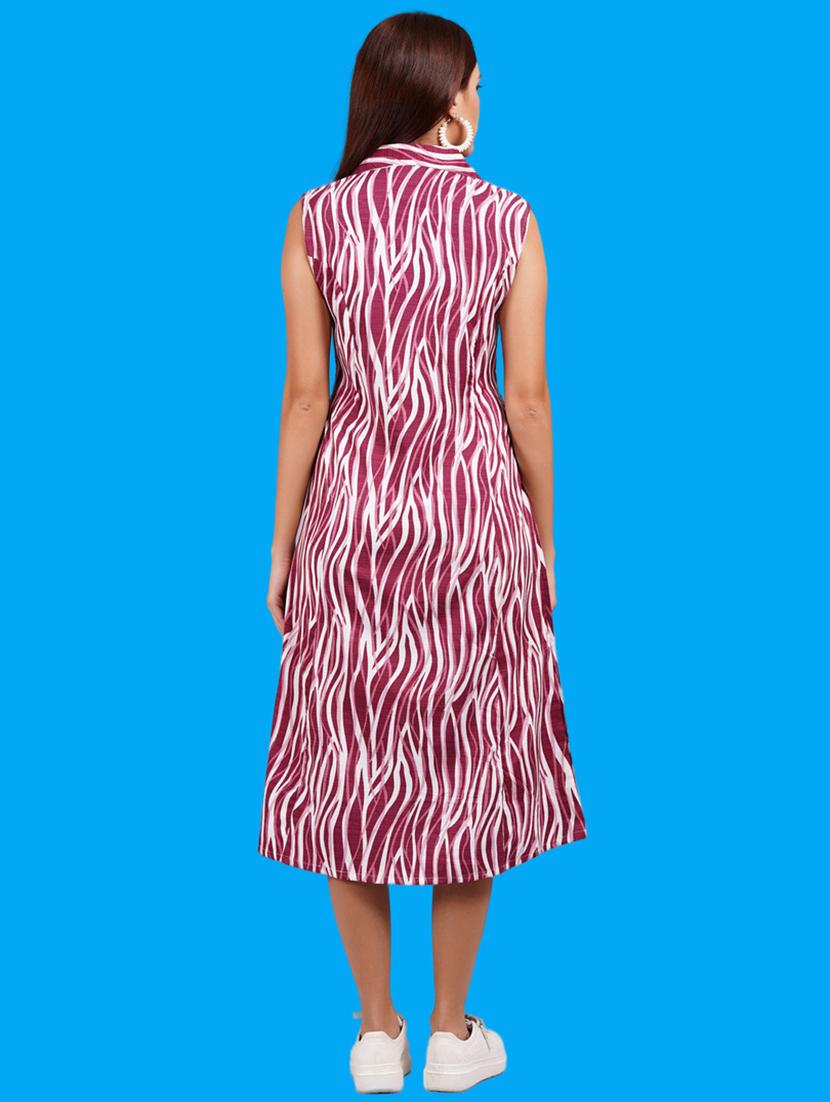 women printed sleeveless a-line dress - 21730933 - Standard Image - 3