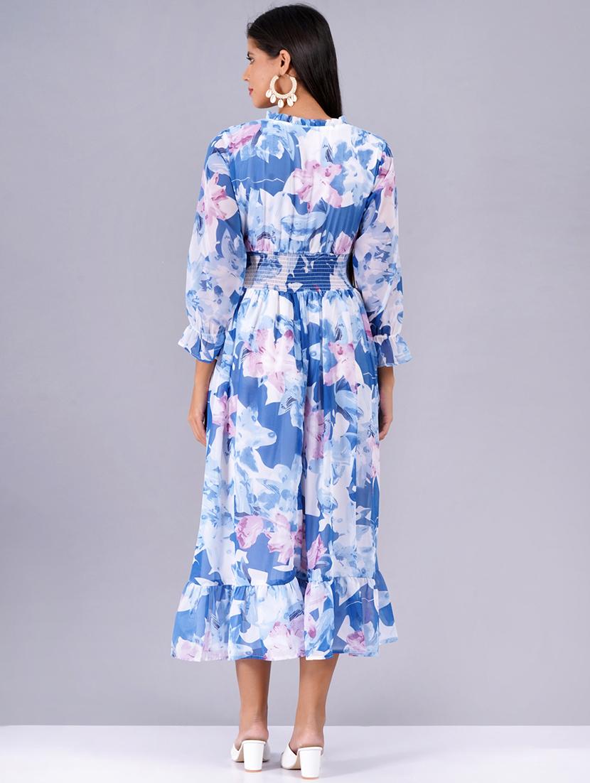 light blue georgette straight dress - 21730954 - Standard Image - 3