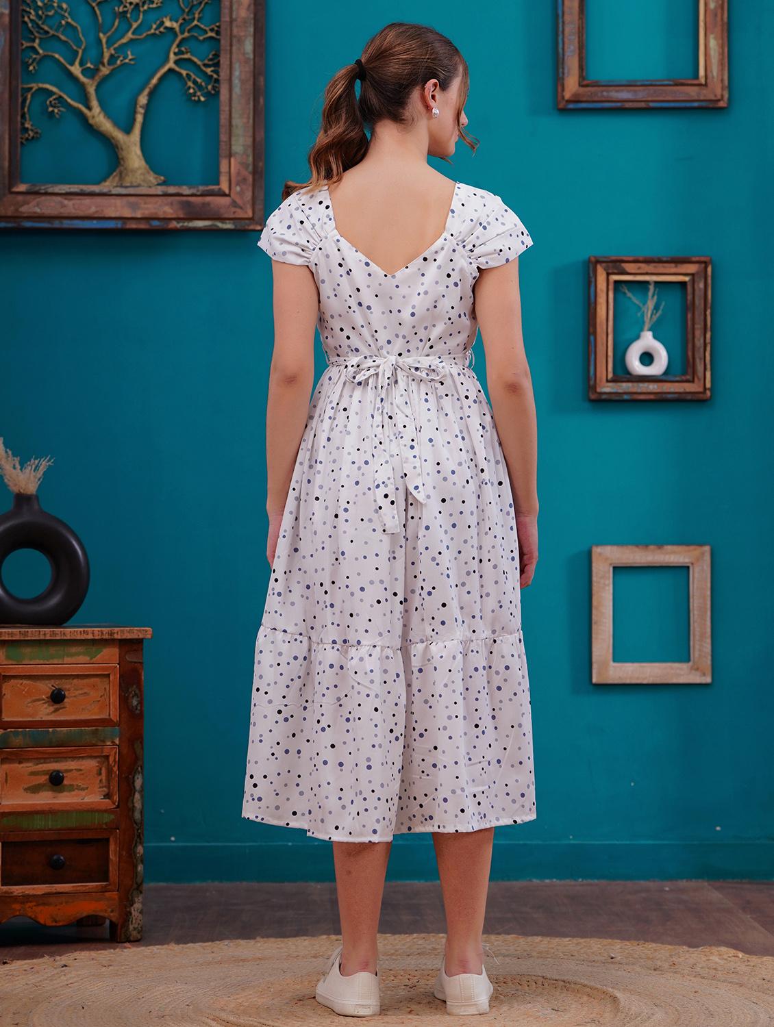 women polka doted cap sleeves tiered dress - 21730978 - Standard Image - 3