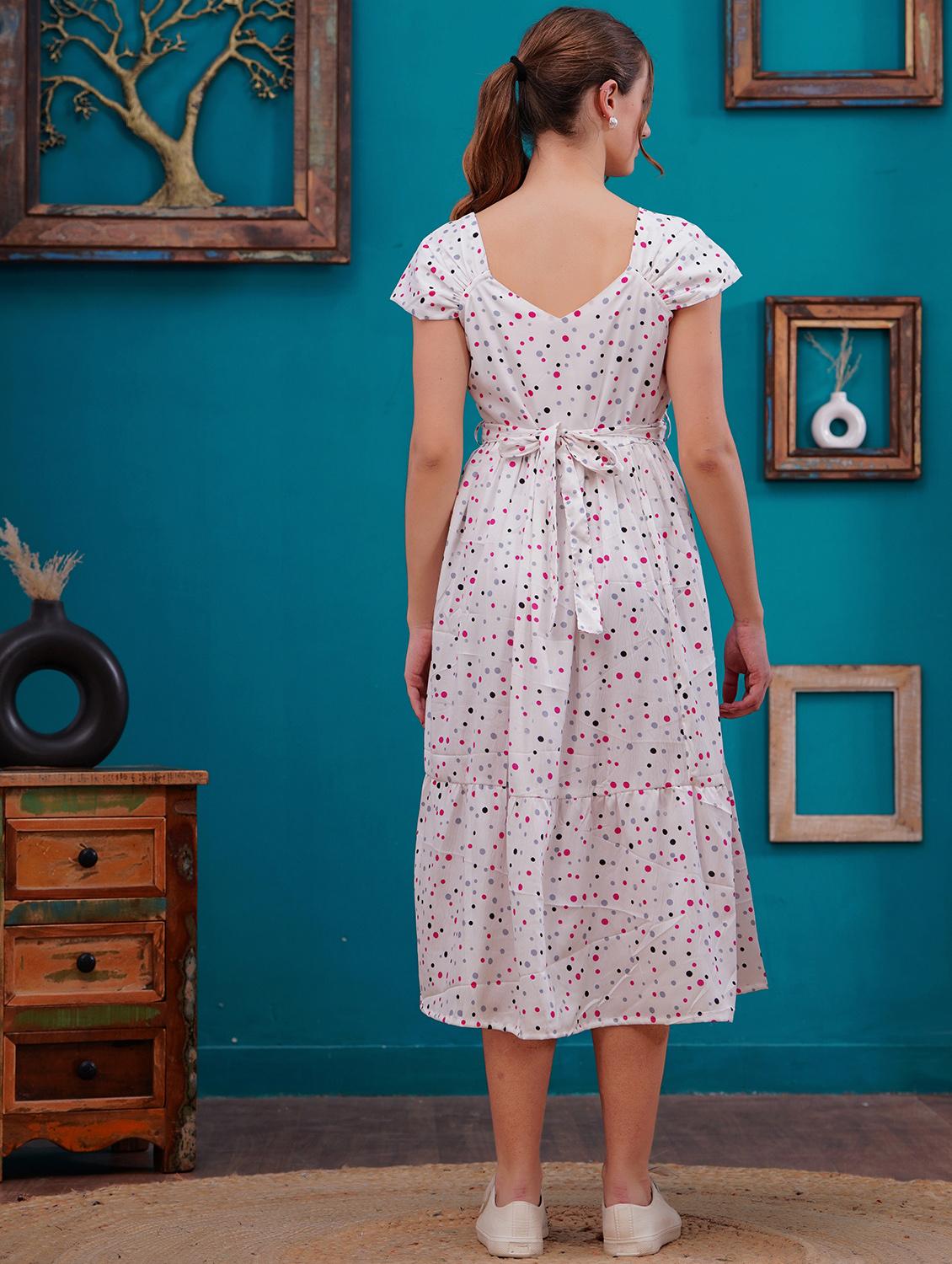 women polka doted cap sleeves tiered dress - 21730980 - Standard Image - 3