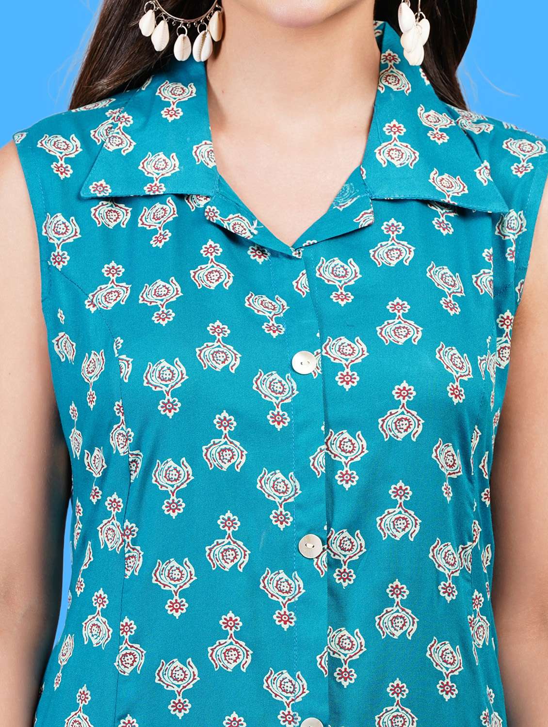women printed sleeveless a-line dress - 21730996 - Standard Image - 5