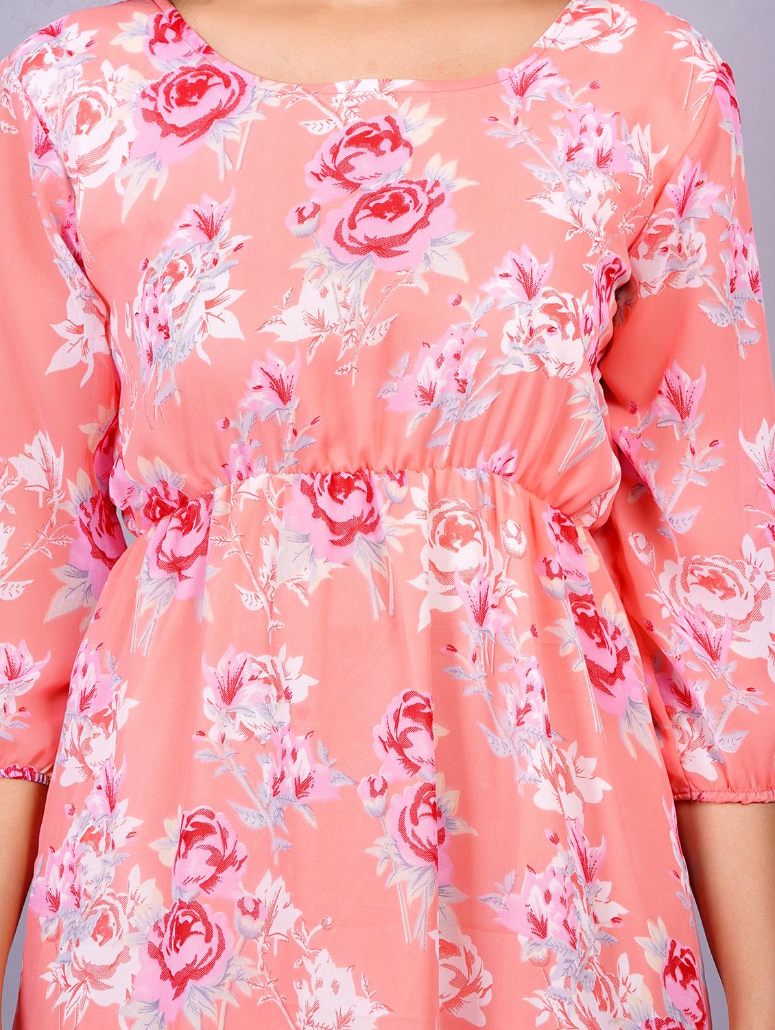 women floral print round neck a-line dress - 21731009 - Standard Image - 3