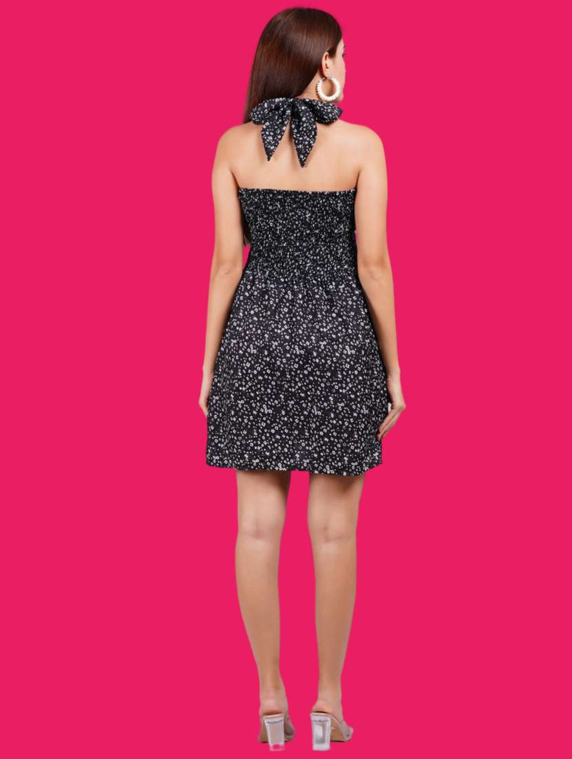 women printed halter neck a-line dress - 21731029 - Standard Image - 3