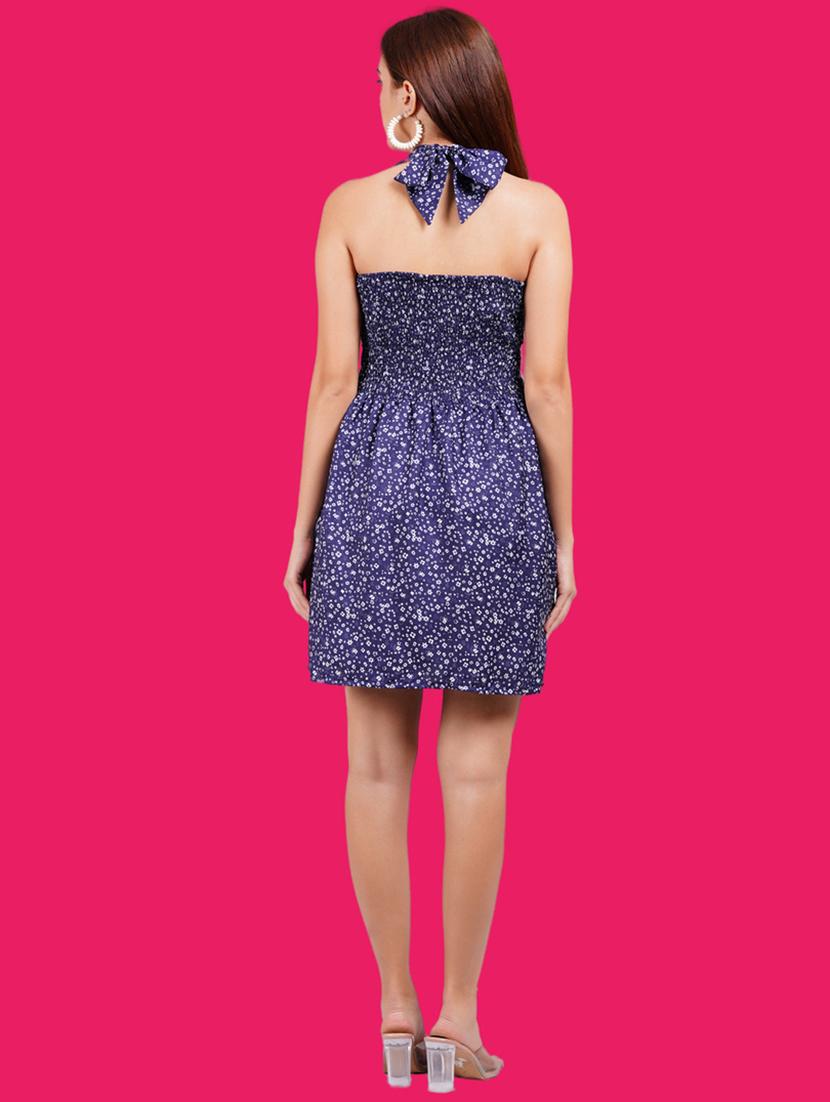 women printed halter neck a-line dress - 21731030 - Standard Image - 3
