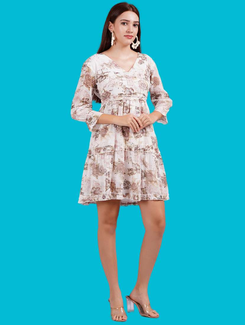 women floral print tiered dress