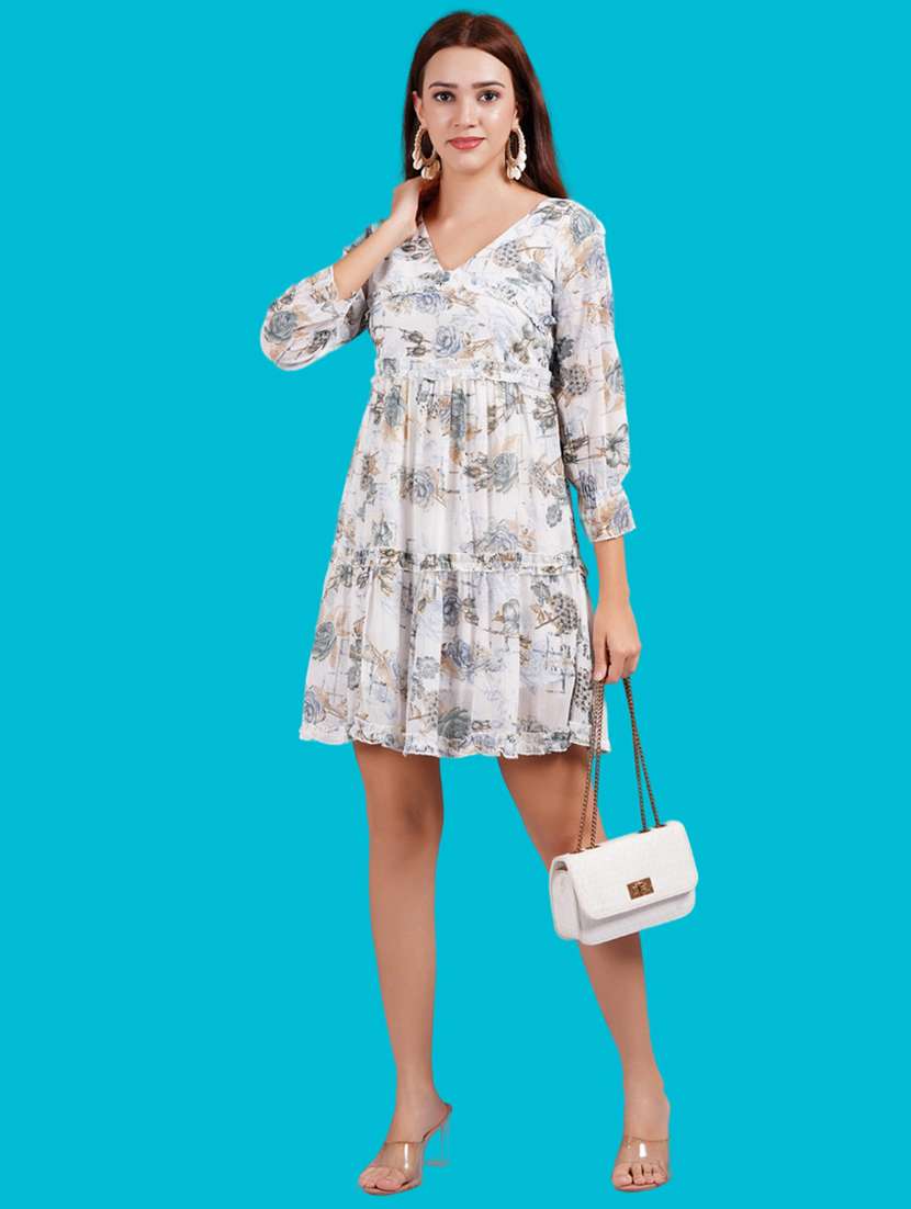 women floral print tiered dress