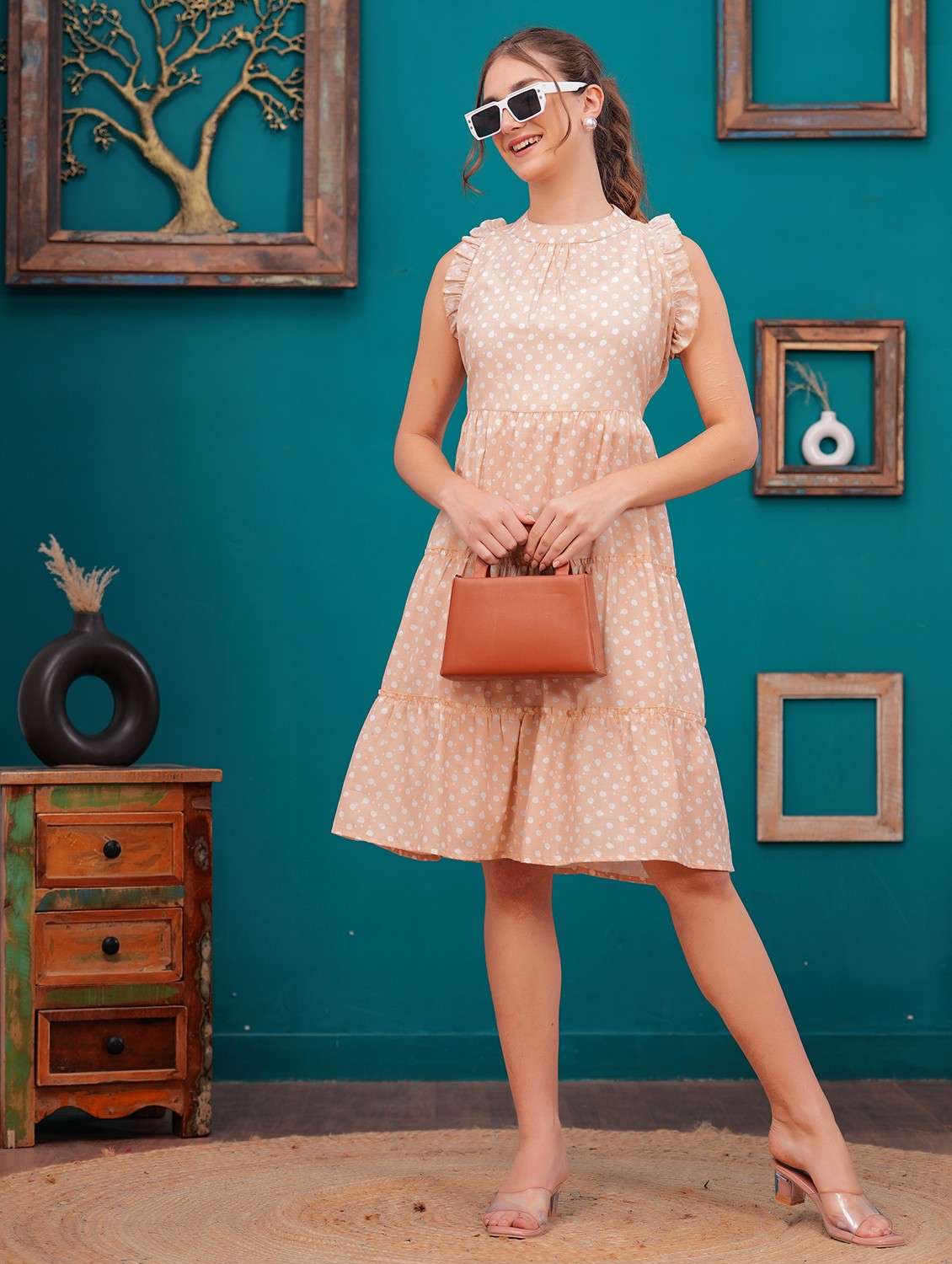 women polka doted sleeves tiered dress - 21731088 - Zoom Image - 0
