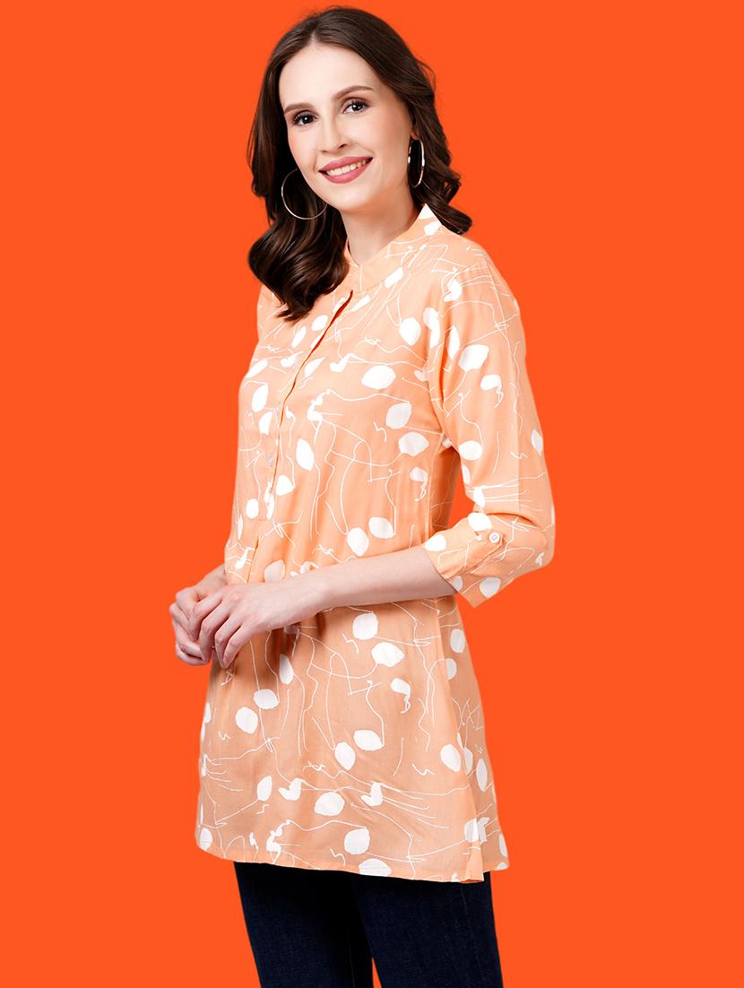 women mandarin neck printed a-line kurti  - 21731122 -  Zoom Image - 0
