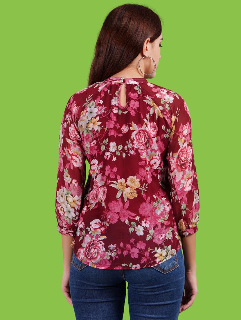 women floral print puff sleeves regular top - 21731137 - Standard Image - 3