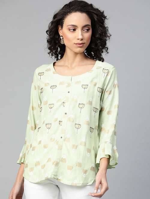 women bell sleeves printed regular top - 21731146 - Standard Image - 0