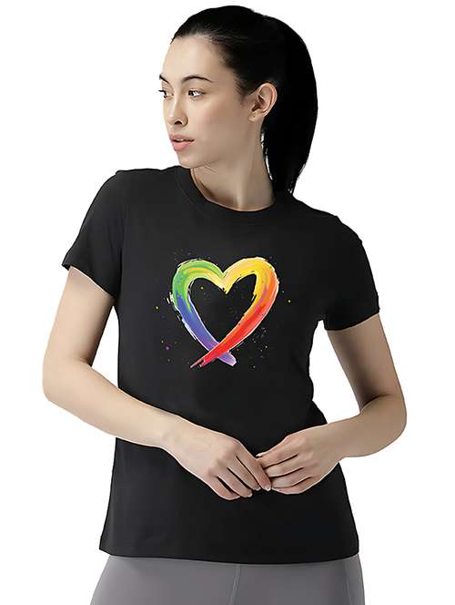 women front print short sleeve t-shirt - 21731235 - Standard Image - 0