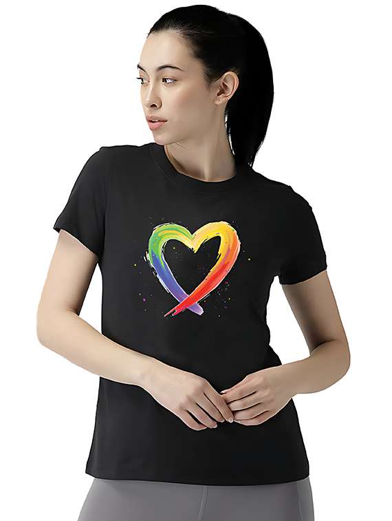 women front print short sleeve t-shirt - 21731235 - Zoom Image - 0