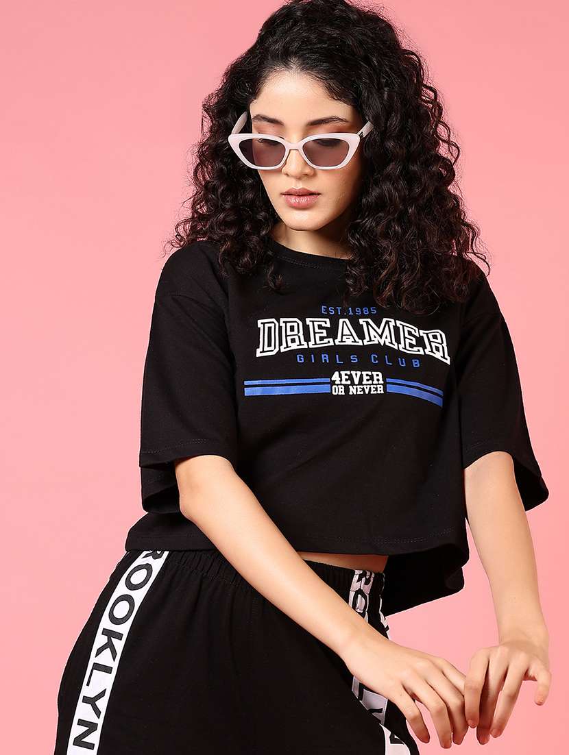women black typographic top and trouser co-ord set - 21731288 -  Standard Image - 3