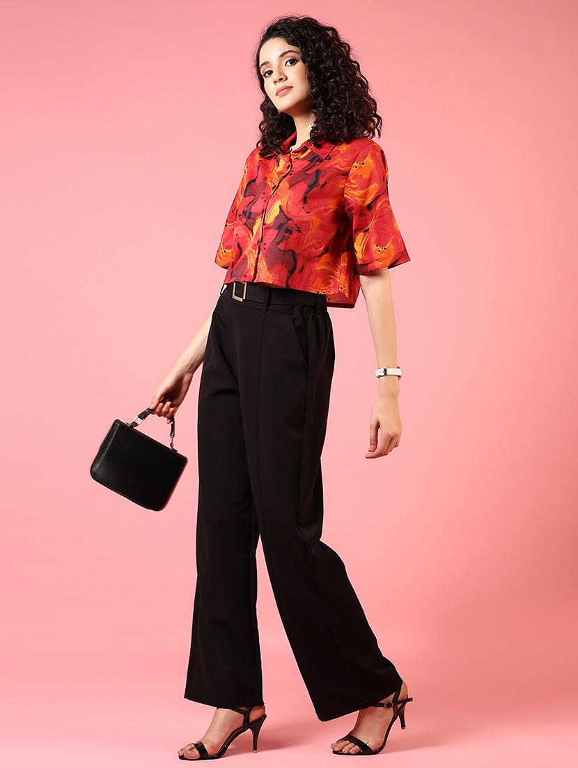 women short sleeves printed crop shirt - 21731294 - Standard Image - 3