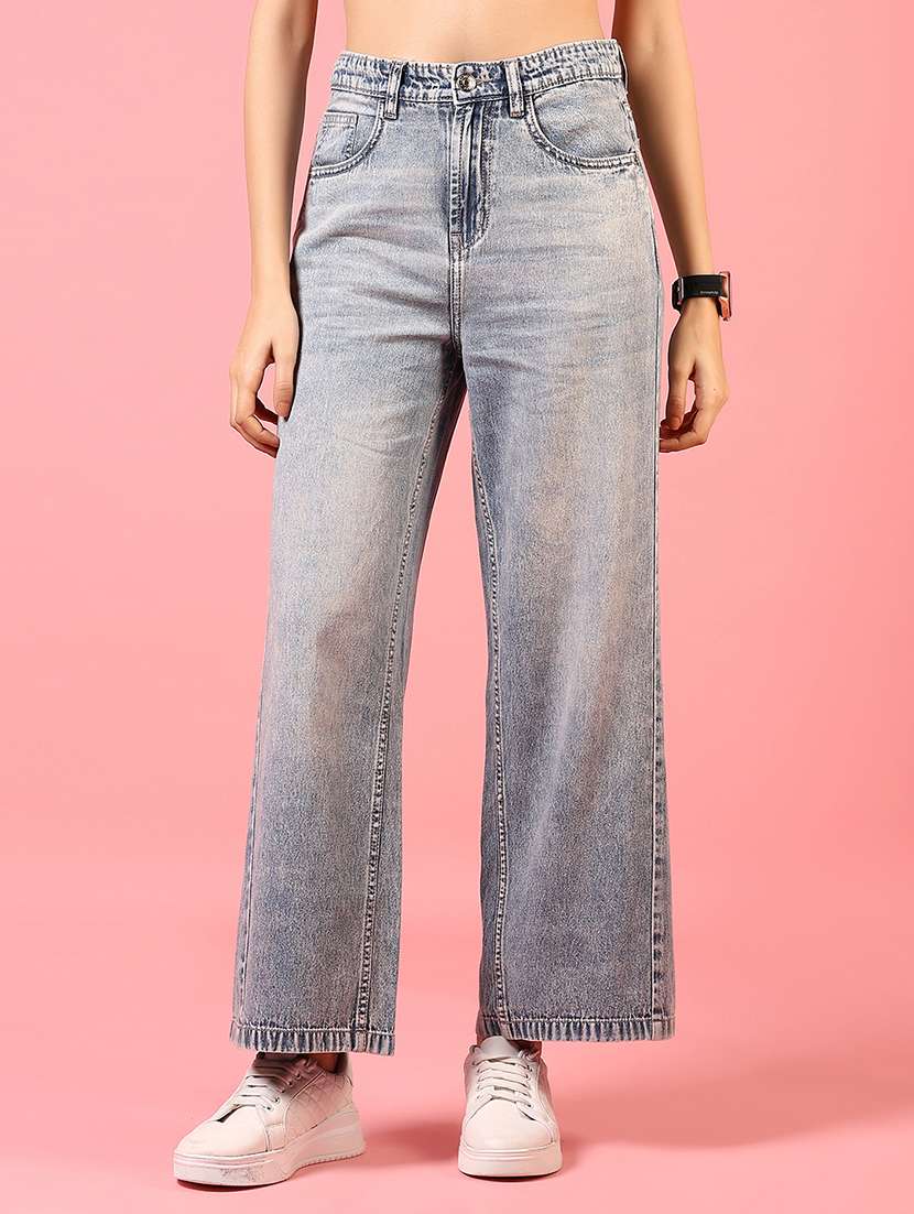 women high rise washed jeans