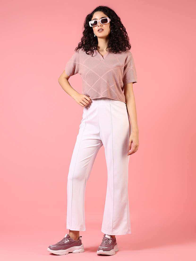 women short sleeves self design crop top - 21731313 - Standard Image - 3