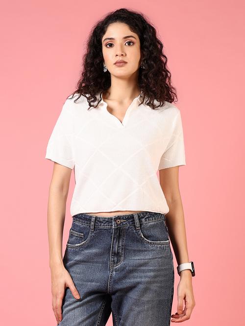 women short sleeves solid crop top - 21731314 - Standard Image - 0