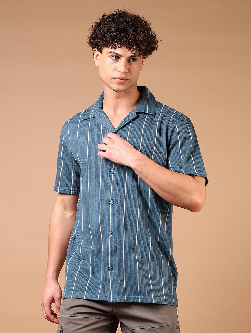 men short sleeves striped casual shirt - 21731321 -  Zoom Image - 0