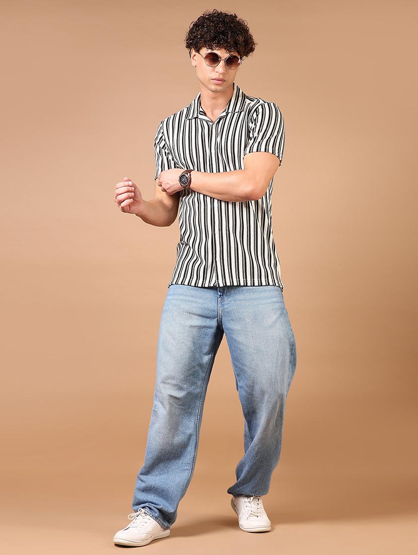 men short sleeves striped casual shirt - 21731340 - Standard Image - 3