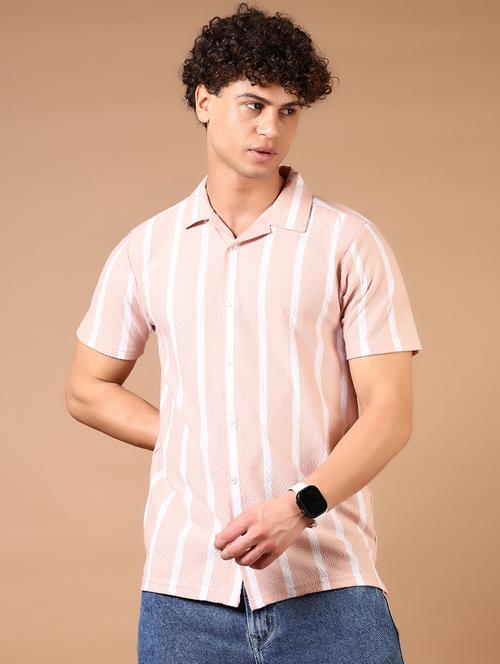 men short sleeves striped casual shirt - 21731346 - Standard Image - 0