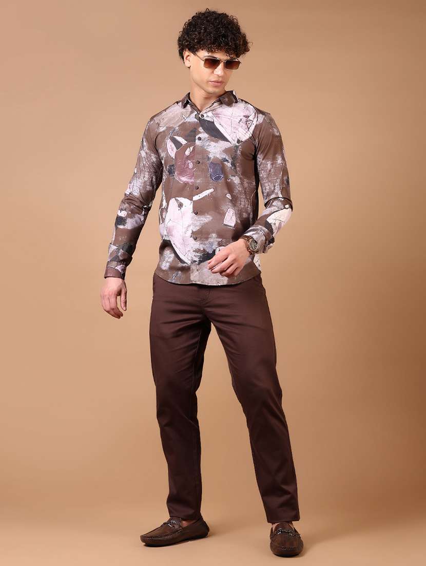 men long sleeves printed casual shirt - 21731352 -  Standard Image - 3