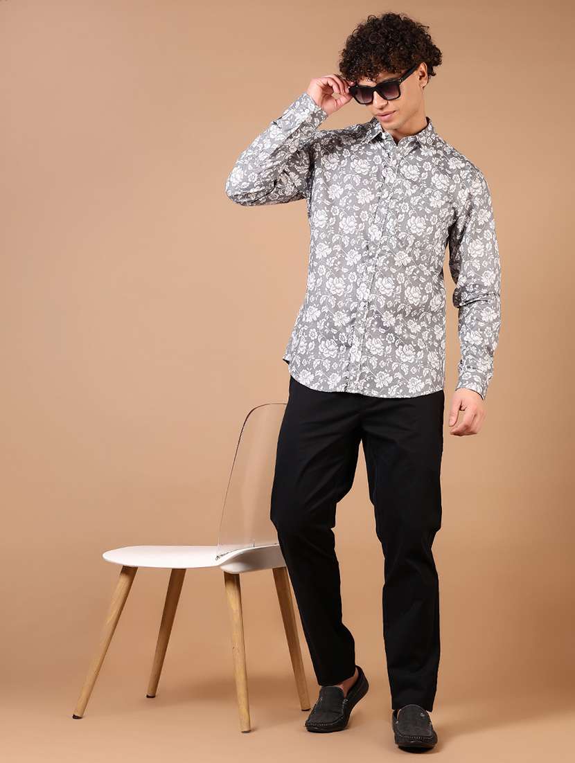 men long sleeves printed casual shirt - 21731354 -  Standard Image - 3