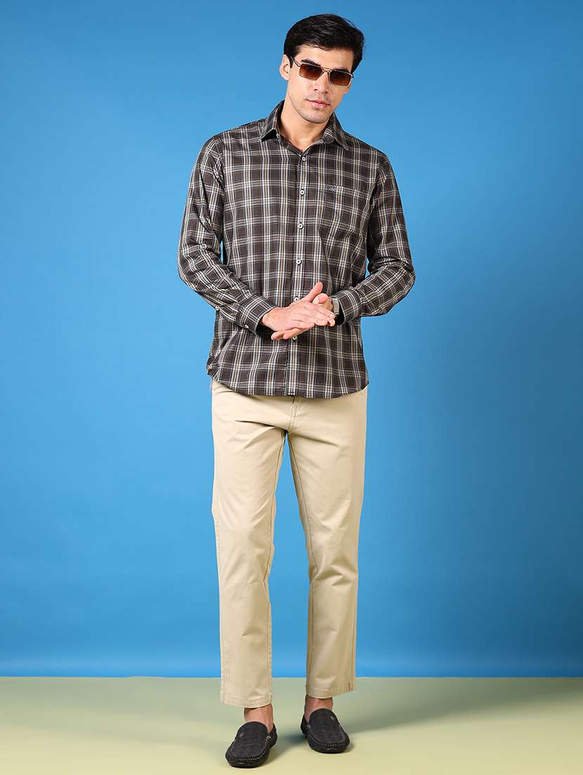 men long sleeves checkered casual shirt - 21731355 -  Standard Image - 3