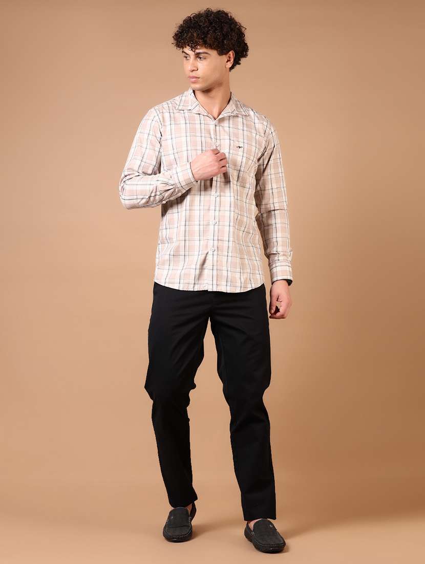 men long sleeves checkered casual shirt - 21731360 -  Standard Image - 3