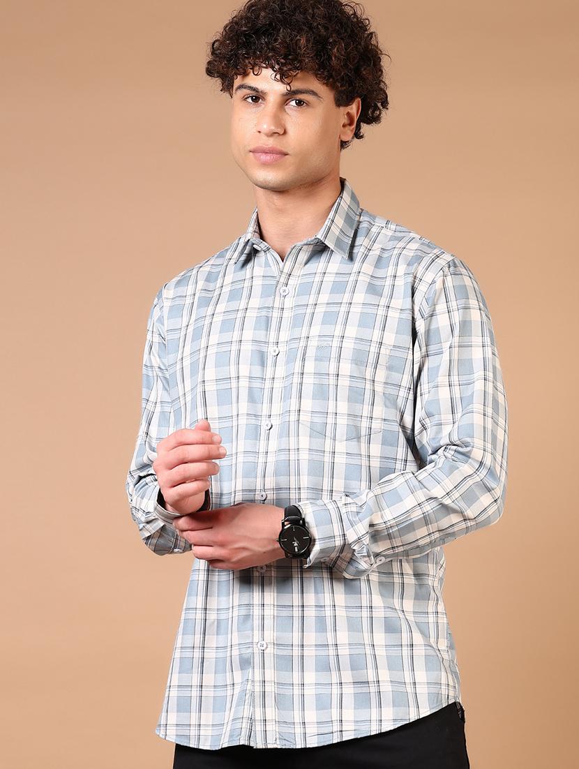 men long sleeves checkered casual shirt - 21731361 -  Zoom Image - 0