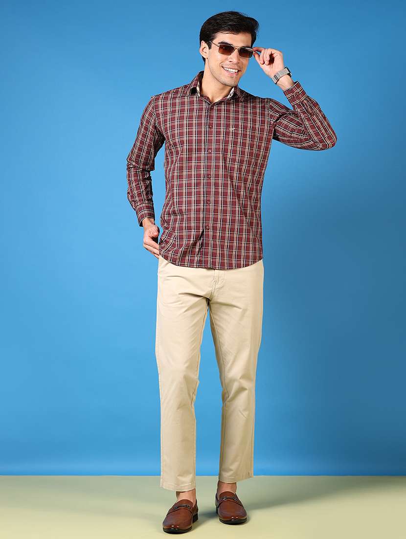 men long sleeves checkered casual shirt - 21731362 -  Standard Image - 3