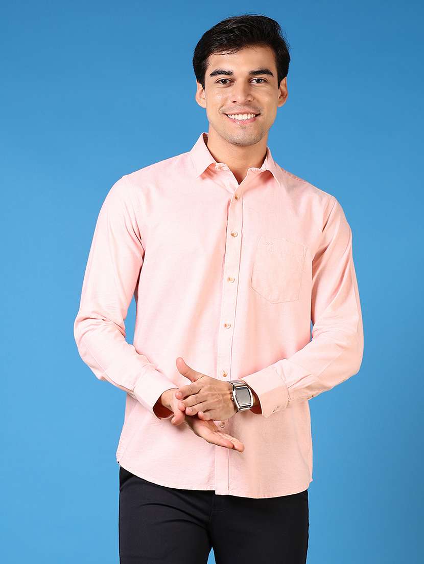 men long sleeves plain casual shirt