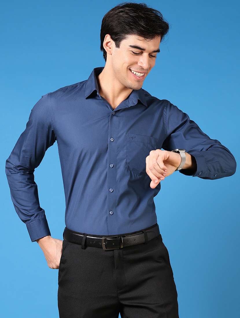 men long sleeves plain formal shirt