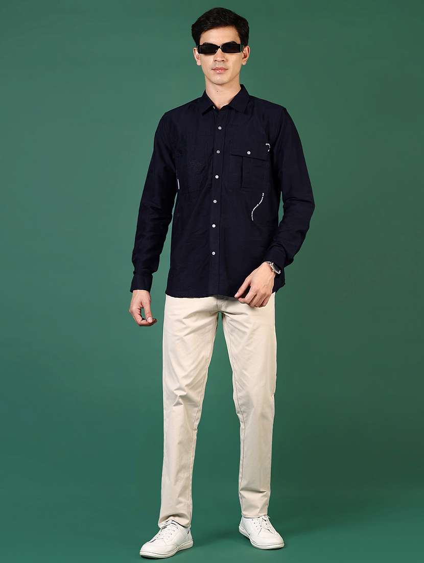 men long sleeves plain casual shirt - 21731424 -  Standard Image - 3