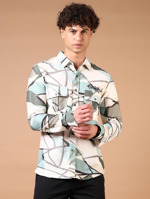 men long sleeves printed casual shirt - 21731427 -  Standard Image - 0