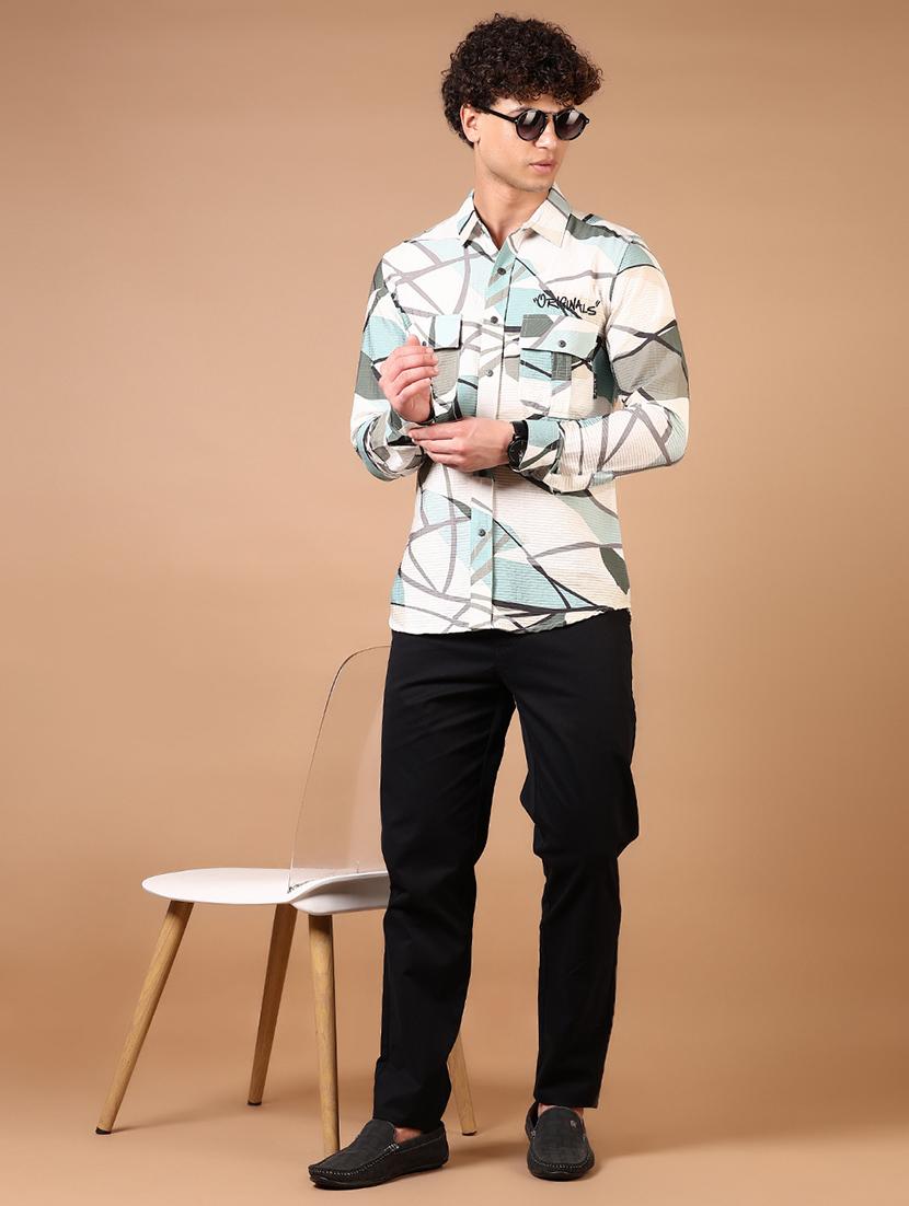 men long sleeves printed casual shirt - 21731427 - Standard Image - 3