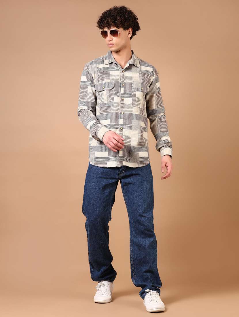 men long sleeves printed casual shirt - 21731428 -  Standard Image - 3