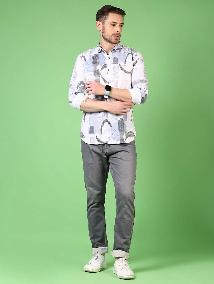 men long sleeves printed casual shirt - 21731430 -  Standard Image - 3
