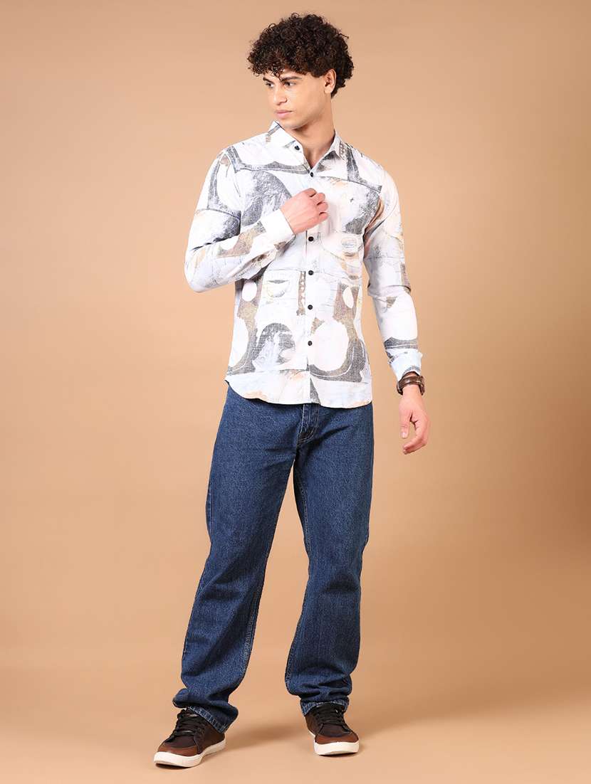 men long sleeves printed casual shirt - 21731431 -  Standard Image - 3
