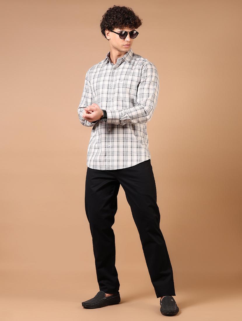 men long sleeves checkered casual shirt - 21731446 - Standard Image - 3