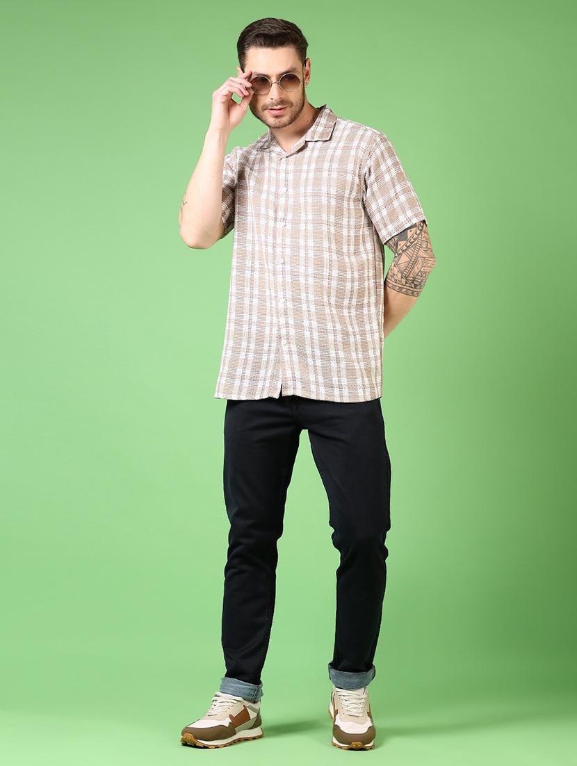 men short sleeves checkered casual shirt - 21731454 - Standard Image - 3