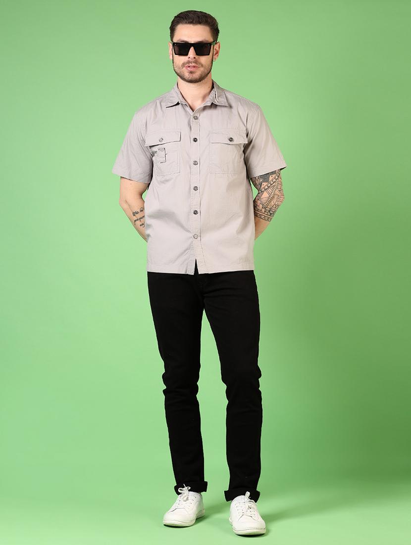 men short sleeves solid casual shirt - 21731467 - Standard Image - 3