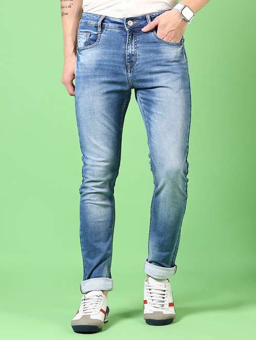 men washed mid rise jeans - 21731496 - Standard Image - 0