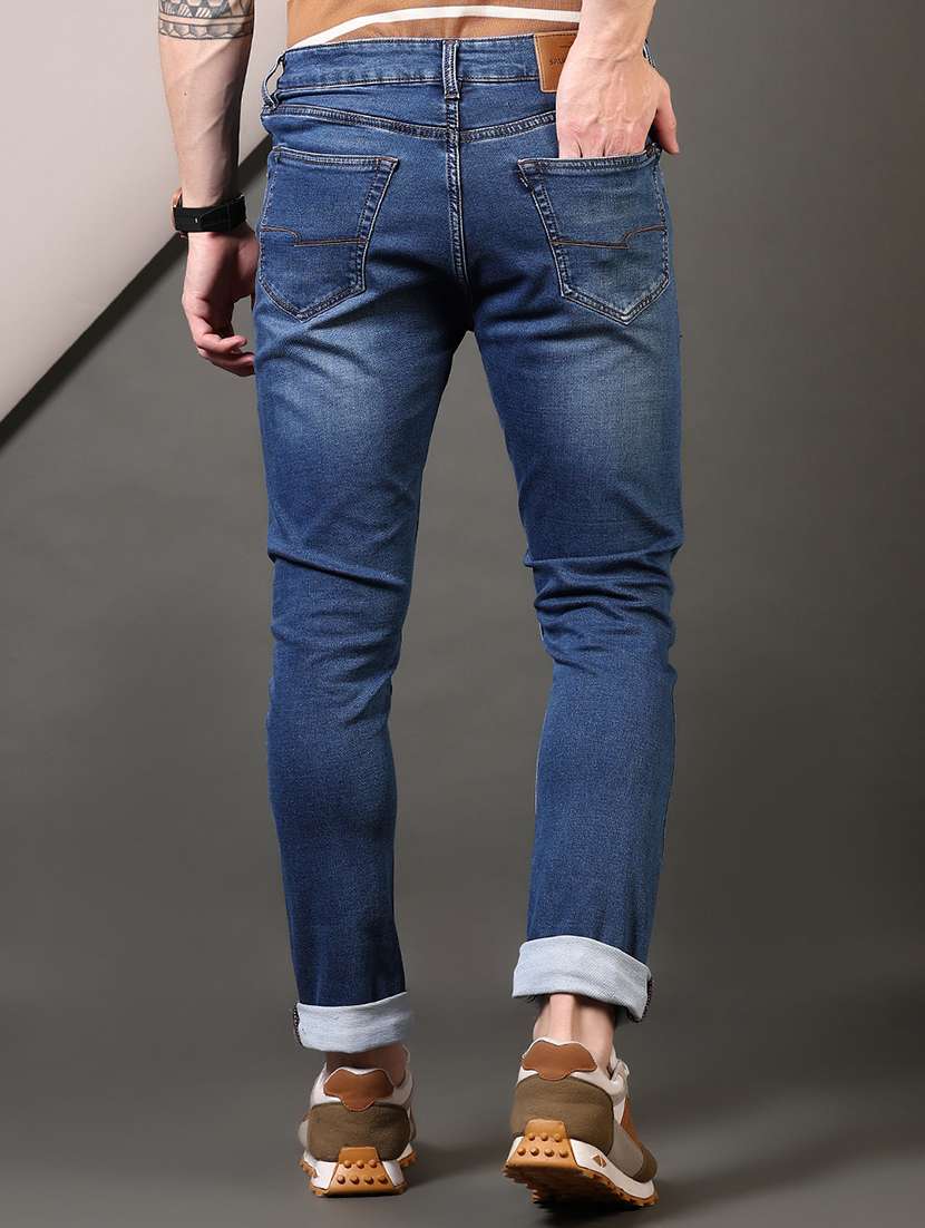 men washed mid rise jeans - 21731515 -  Standard Image - 3